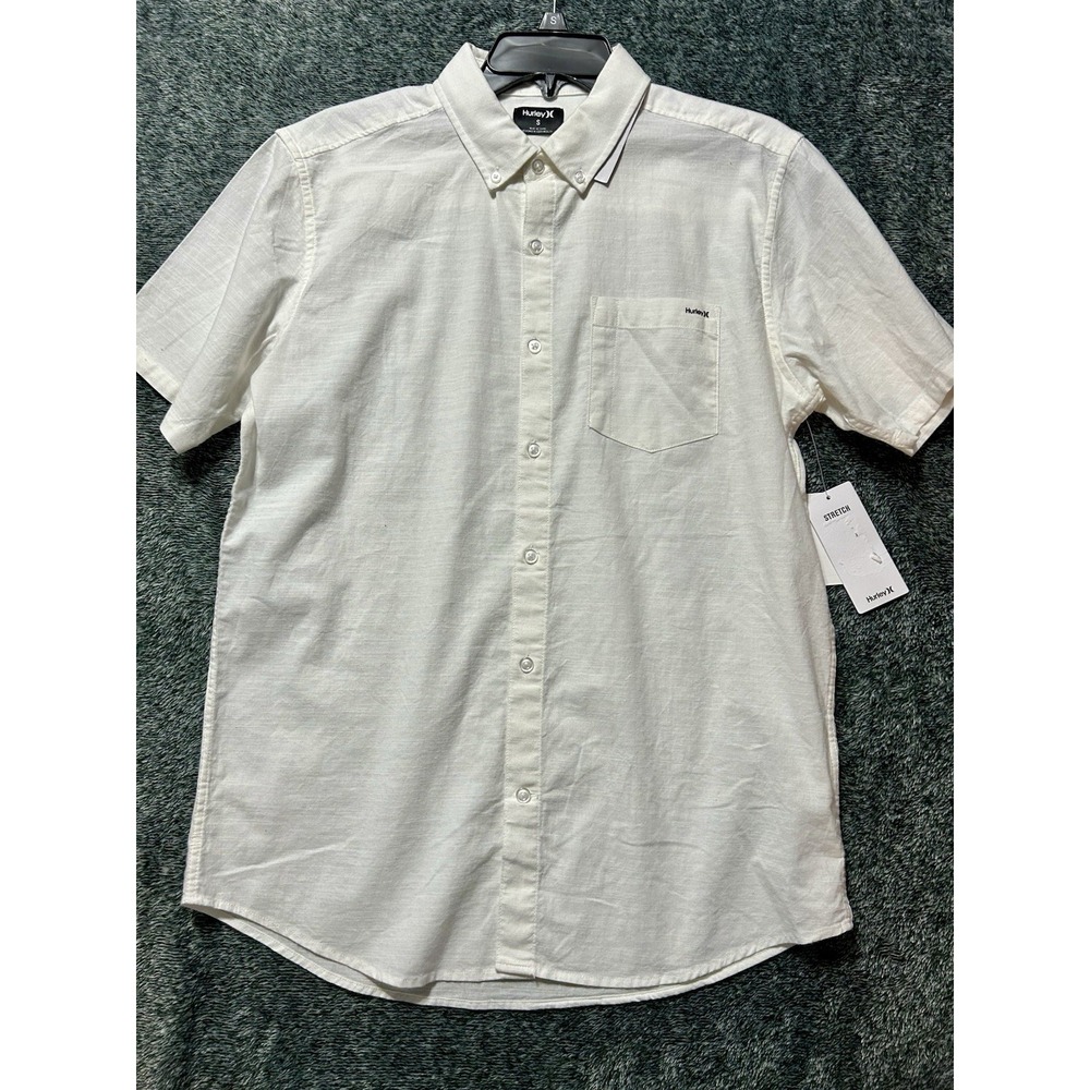 Hurley Men's One & Only Textured Short Sleeve Button Up White Heather Small (R1